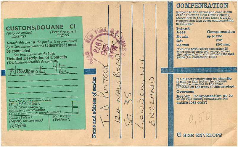 Entier Postal Postal Stationary Grande Bretagne Great Britain 23p Machin + 3 * 9 d 1973 — Verso