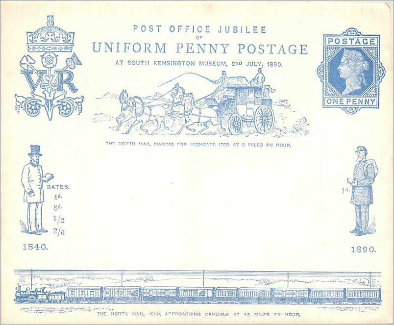 Entier Postal Postal Stationary Grande Bretagne Great Britain 1p Jubilee 1840 1890 Militaria Train