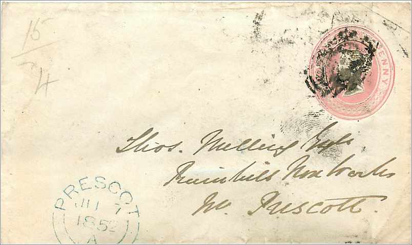 Entier Postal Postal Stationary Grande Bretagne Great Britain Machin 1p Prescot 1851 