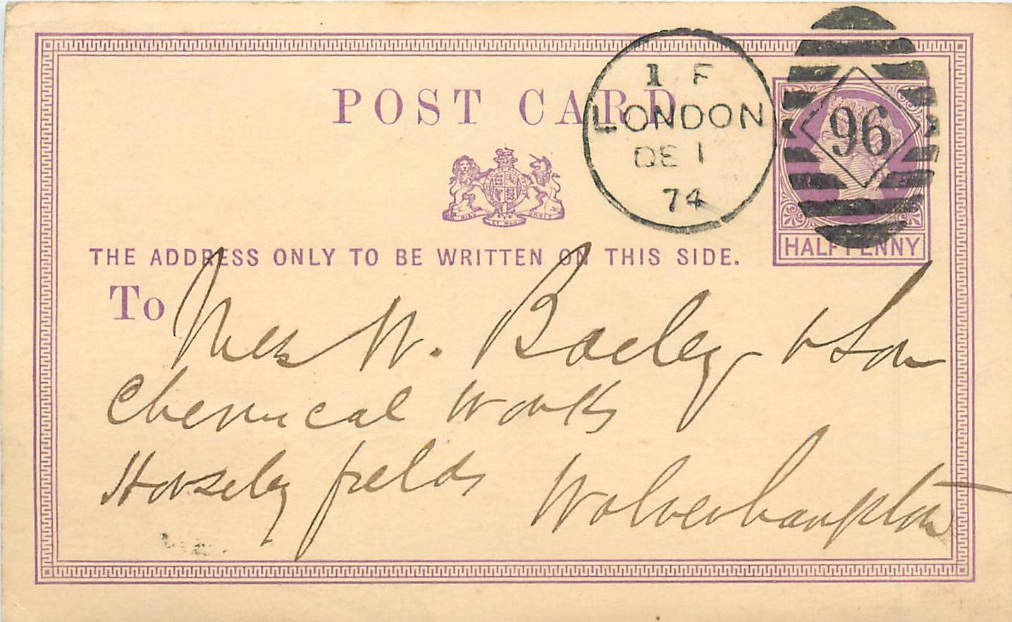 Entier Postal Postal Stationary Grande Bretagne Great Britain Machin 1/2p London 