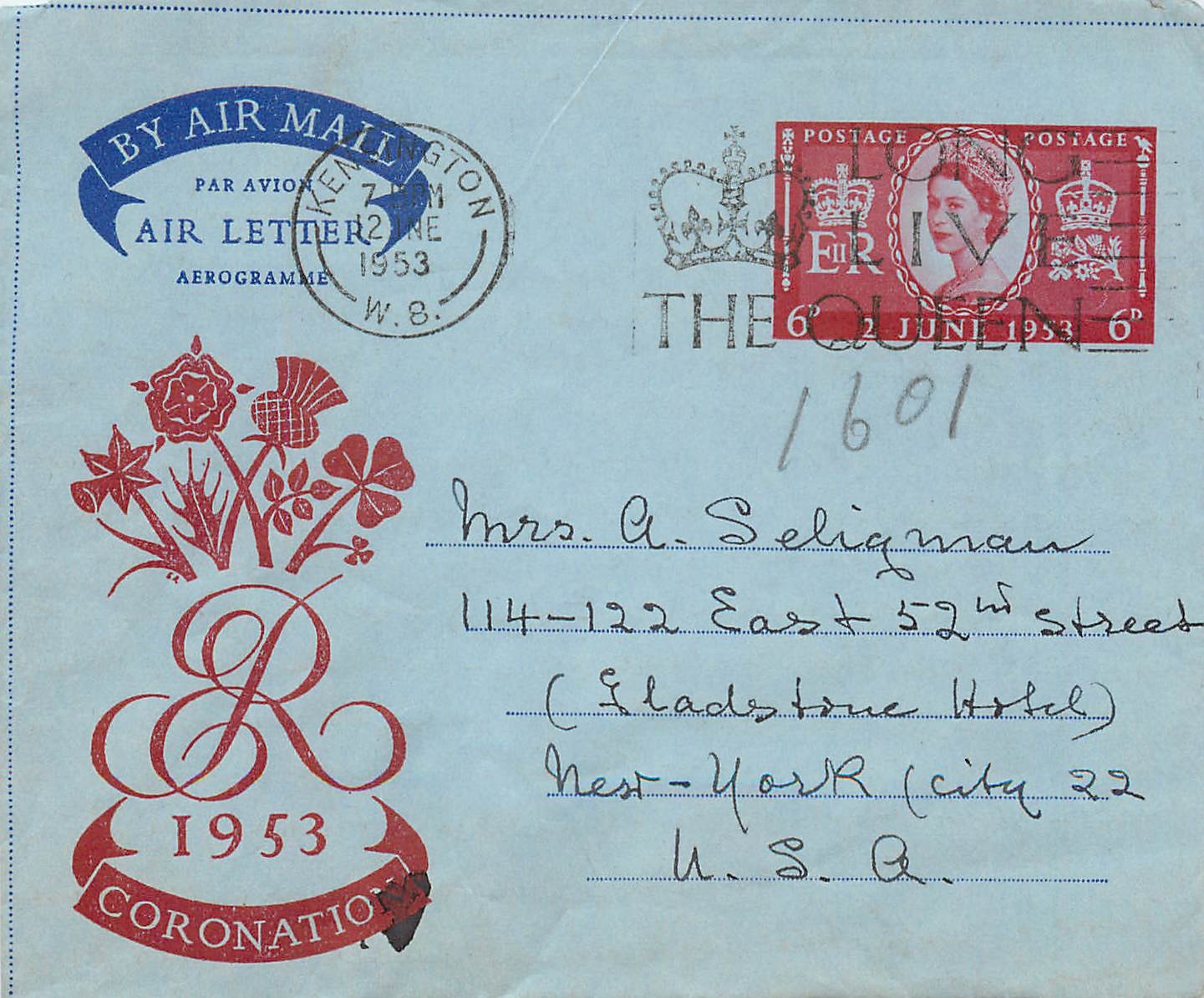 Entier Postal Postal Stationary Grande Bretagne Great Britain Machin Aerogram 6d 1953