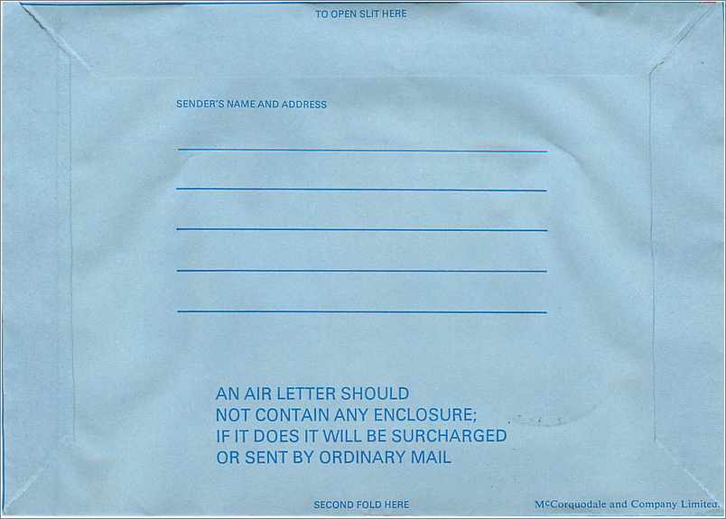 Entier Postal Postal Stationary Grande Bretagne Great Britain Machin Aerogram 9d  — Verso