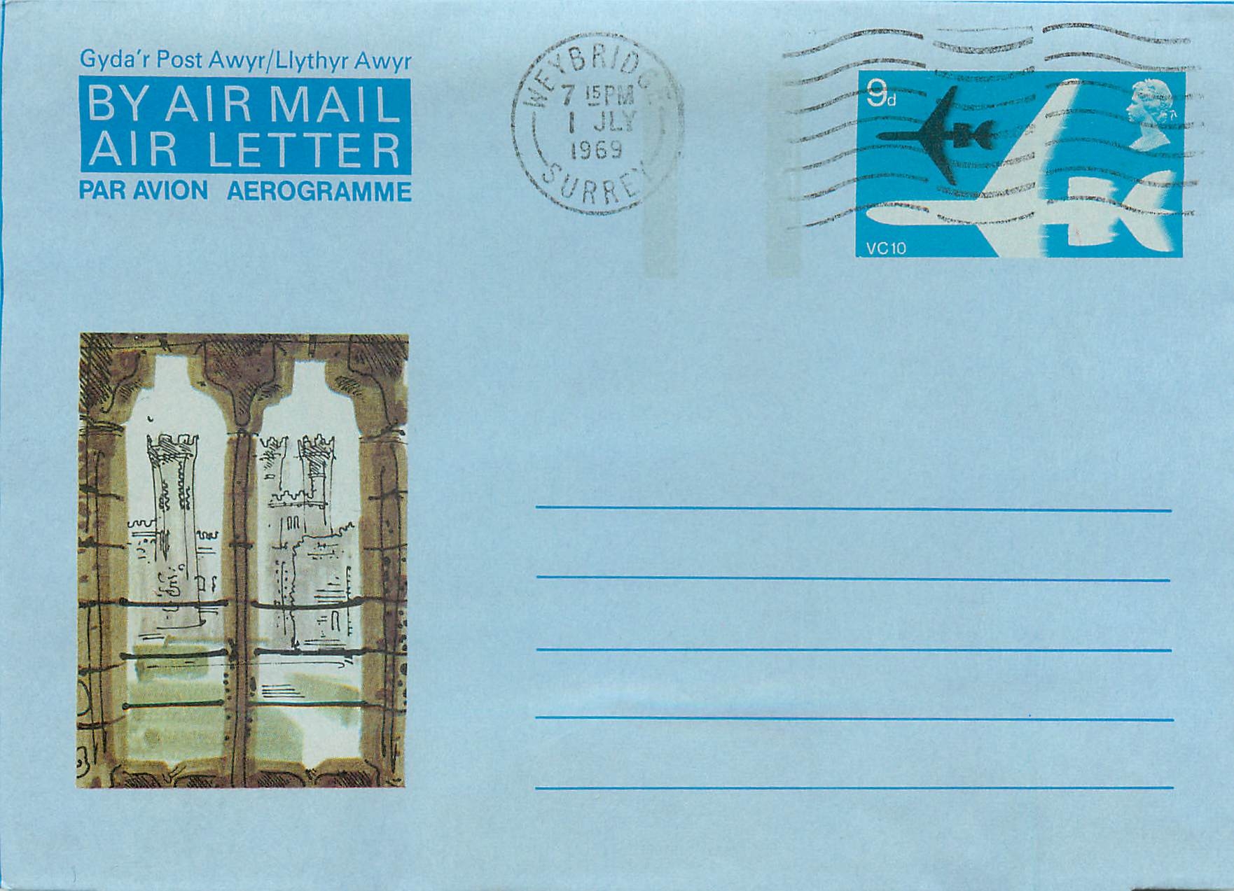 Entier Postal Postal Stationary Grande Bretagne Great Britain Machin Aerogram 9d