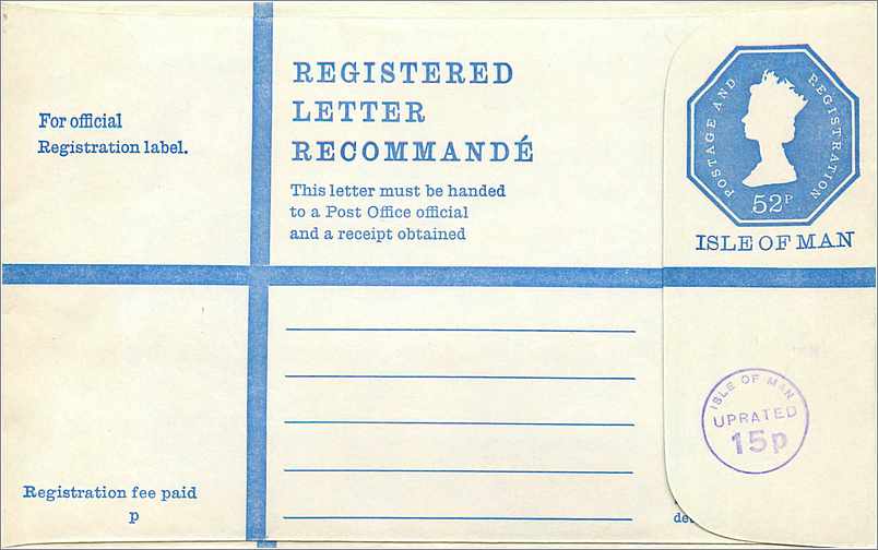 Entier Postal Postal Stationary Grande Bretagne Great Britain Machin  52p Isle of Man 52p uprated 15