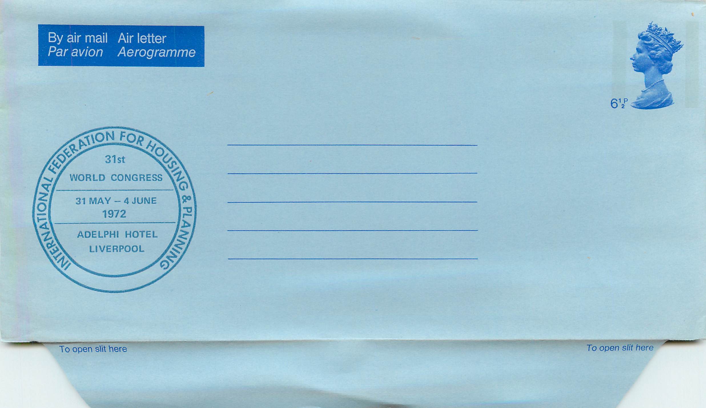 Entier Postal Postal Stationary Grande Bretagne Great Britain Aerogram 6 1/2p 