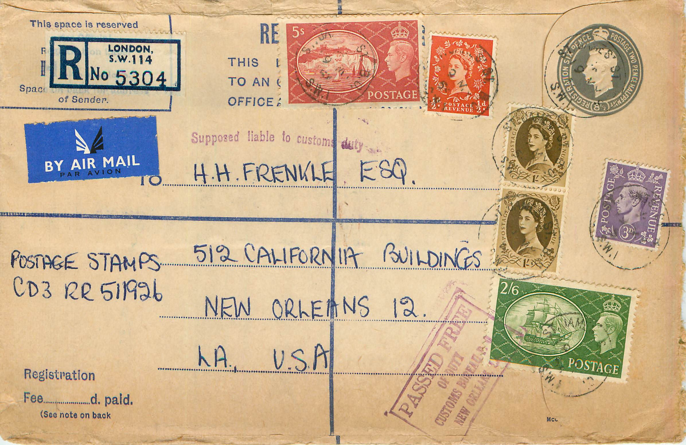 Entier Postal Postal Stationary Grande Bretagne Great Britain 8 1/2p + various values handstamp Pass