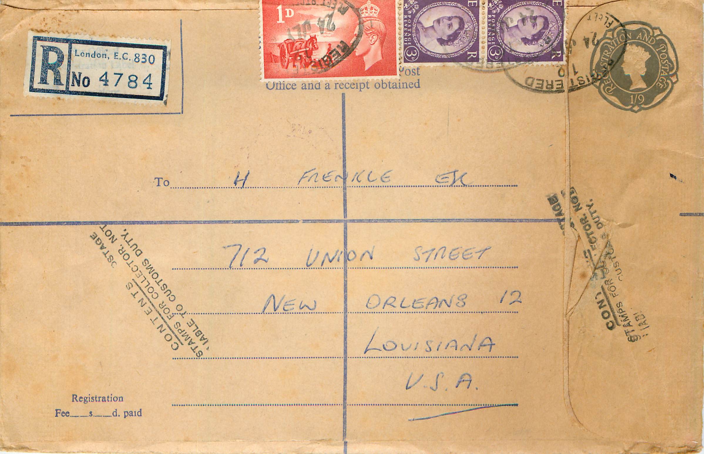 Entier Postal Postal Stationary Grande Bretagne Great Britain 1/9 + various values 1963
