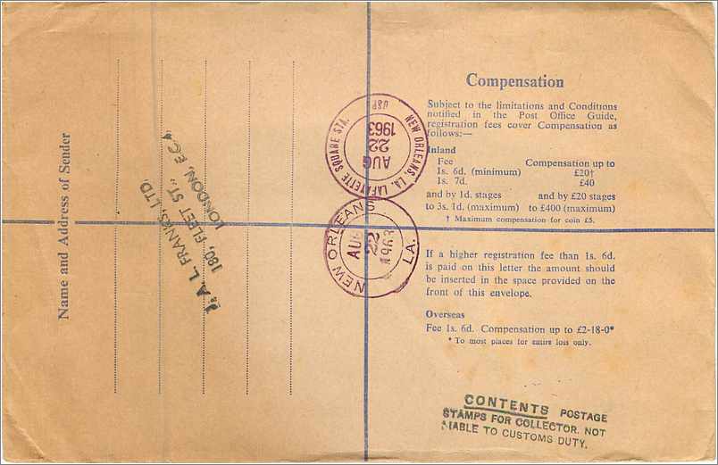 Entier Postal Postal Stationary Grande Bretagne Great Britain 1/9 + various values 1963 — Verso