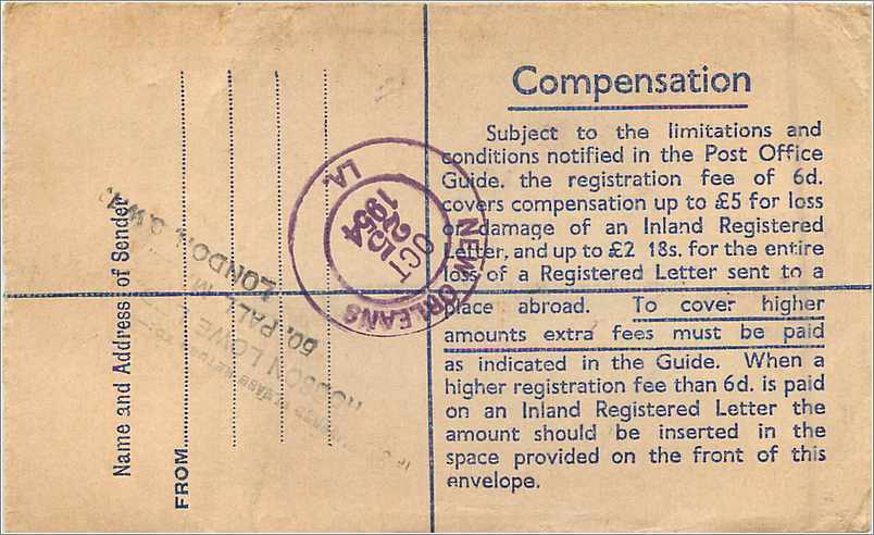 Entier Postal Postal Stationary Grande Bretagne Great Britain 8 1/2p + various values 1954 — Verso