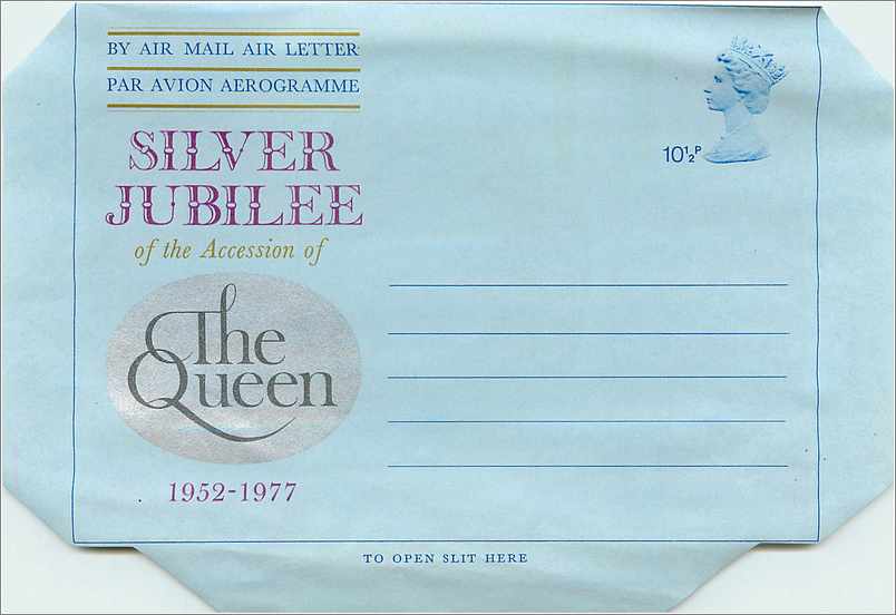 Entier Postal Postal Stationary Grande Bretagne Great Britain Aerogram Machin 10 1/2p Silver Jubilee
