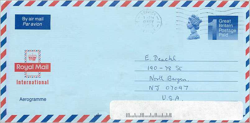 Entier Postal Postal Stationary Grande Bretagne Great Britain Aerogram Machin 