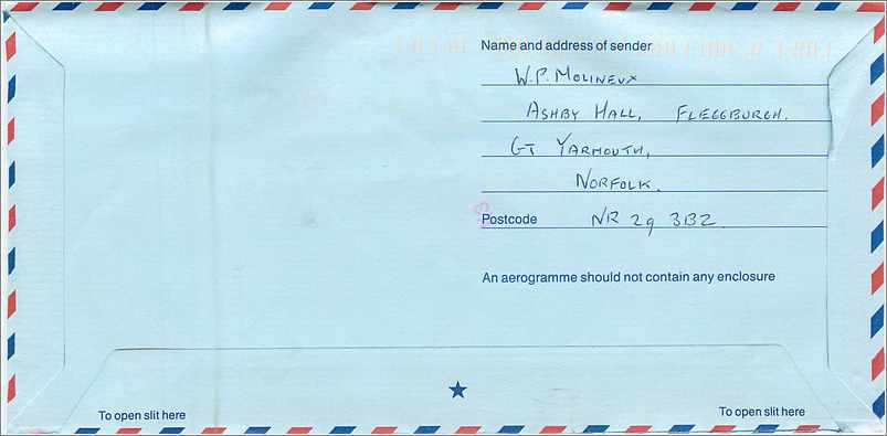Entier Postal Postal Stationary Grande Bretagne Great Britain Aerogram Machin  — Verso