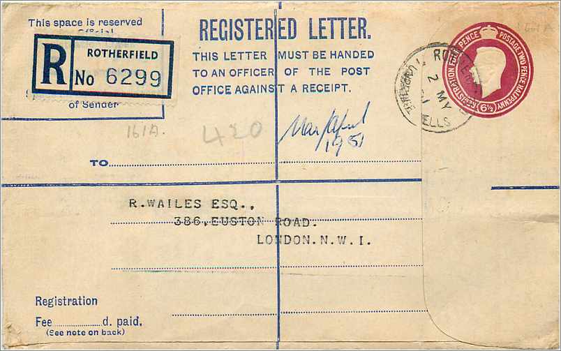 Entier Postal Postal Stationary Grande Bretagne Great Britain 6 1/2p Rotherfield for London