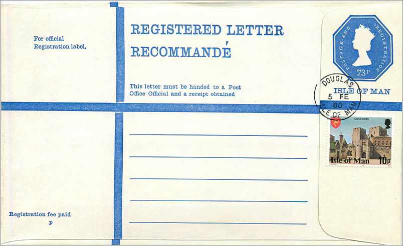 Entier Postal Postal Stationary Grande Bretagne Great Britain Machin Isle of Man 73p