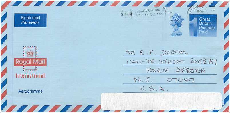 Entier Postal Postal Stationary Grande Bretagne Great Britain Machin Aerogram