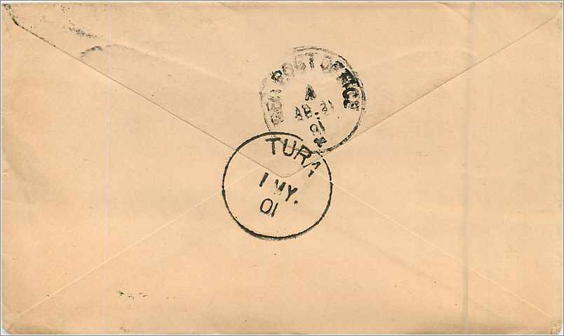 Entier Postal Postal Stationary Grande Bretagne Great Britain 1p Bristol for India — Verso