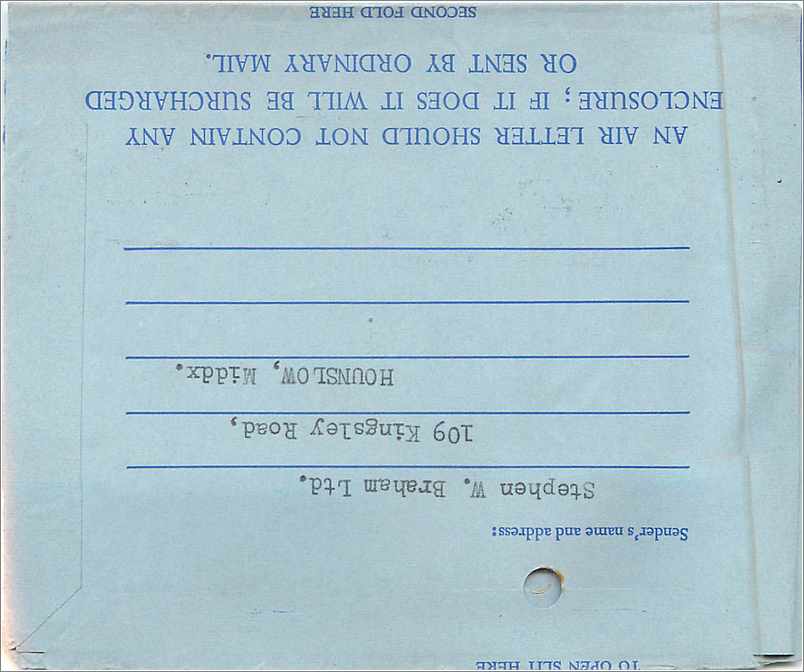 Entier Postal Postal Stationary Grande Bretagne Great Britain 6d 1966 Hounslow — Verso