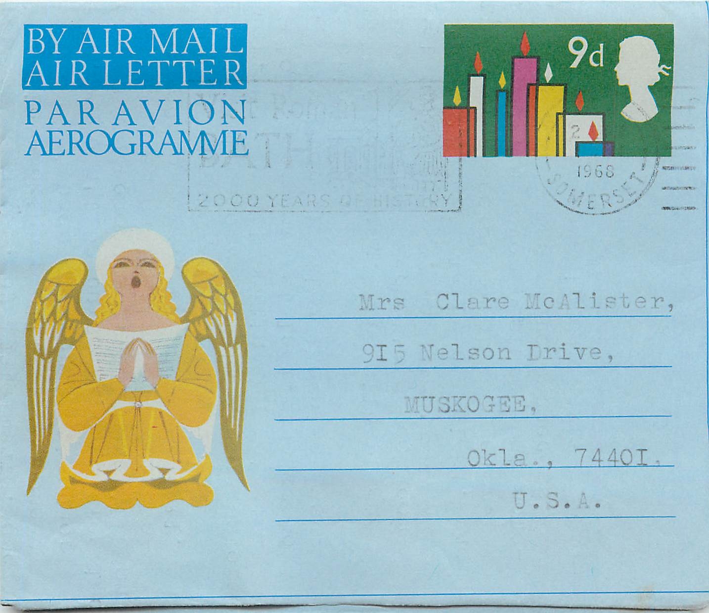 Entier Postal Postal Stationary Grande Bretagne Great Britain 9d Ange