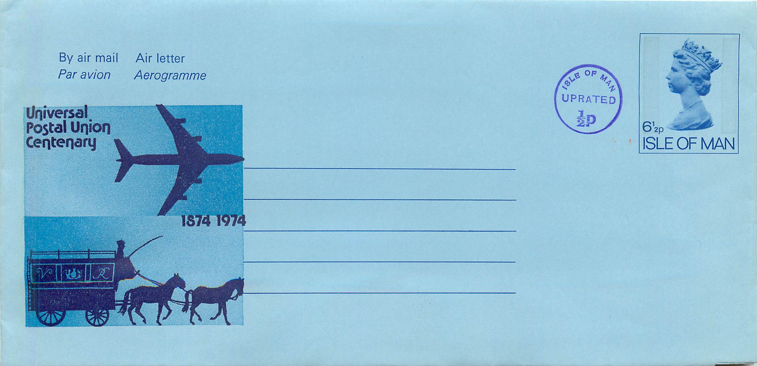 Entier Postal Postal Stationary Grande Bretagne Great Britain Machin UPU Isle of Man