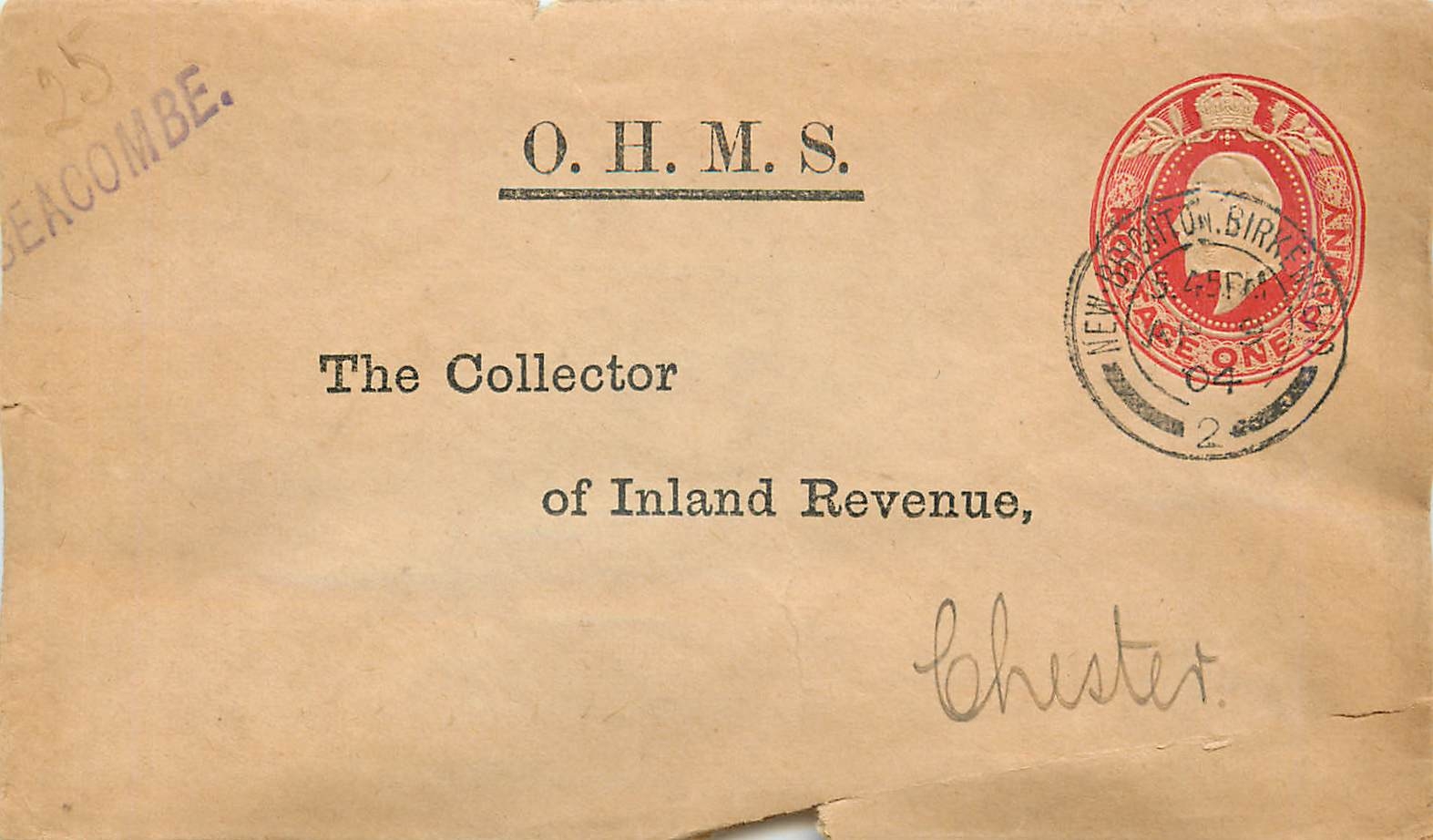 Entier Postal Postal Stationary Grande Bretagne Great Britain  1p New Brighton for Chester 