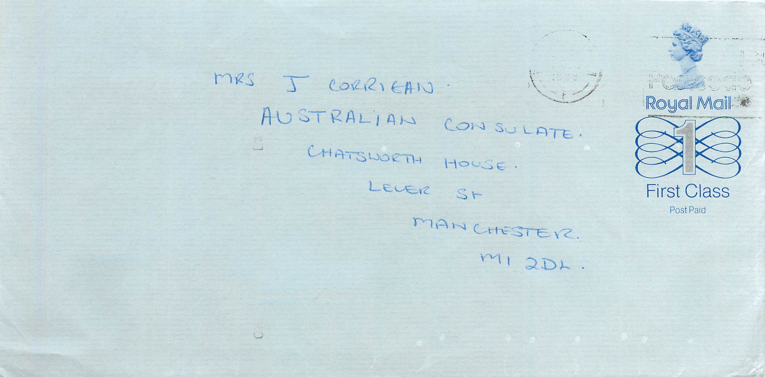 Entier Postal Stationary Great Britain Machin Australian Consulate Manchester 