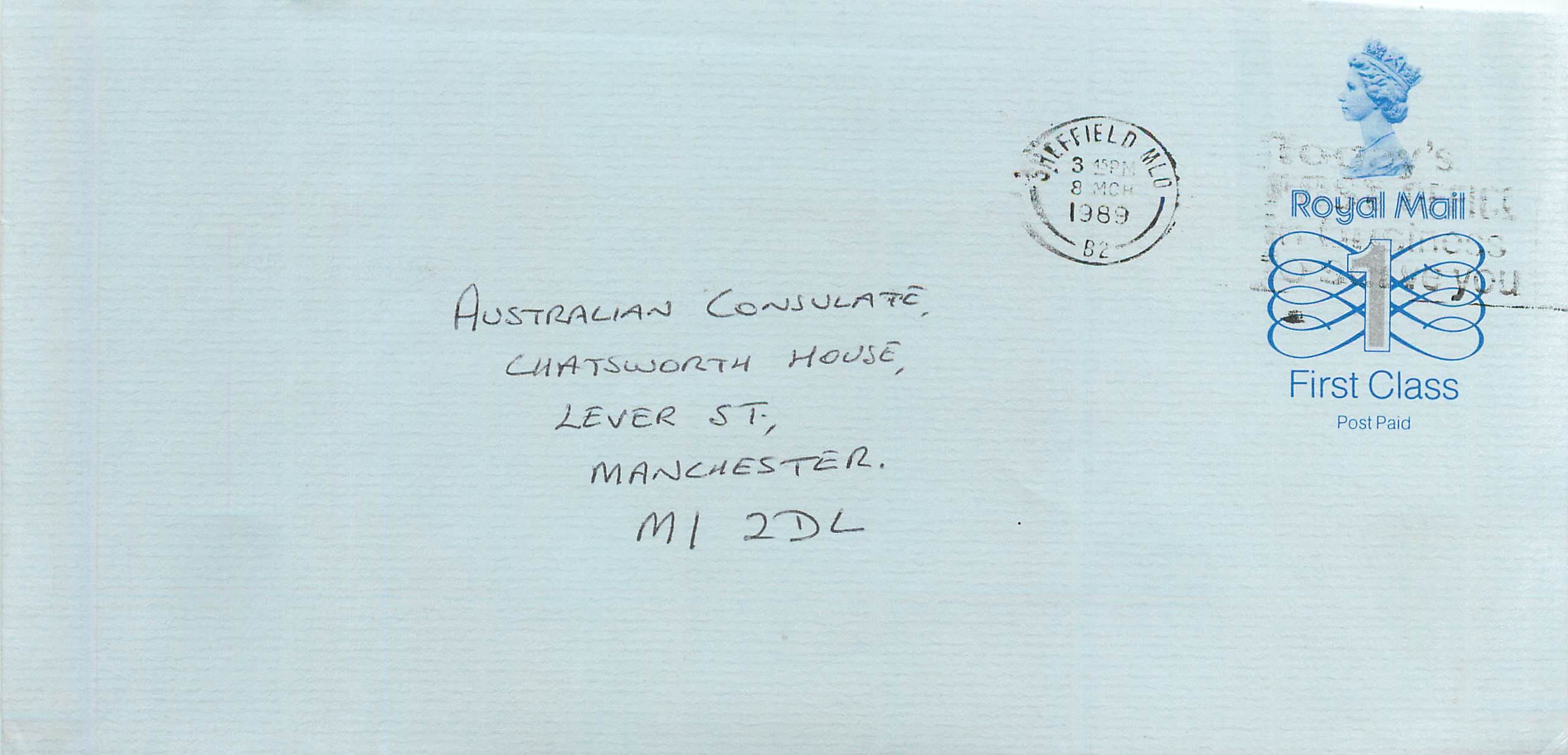 Entier Postal Stationary Great Britain Machin Australian Consulate Manchester 