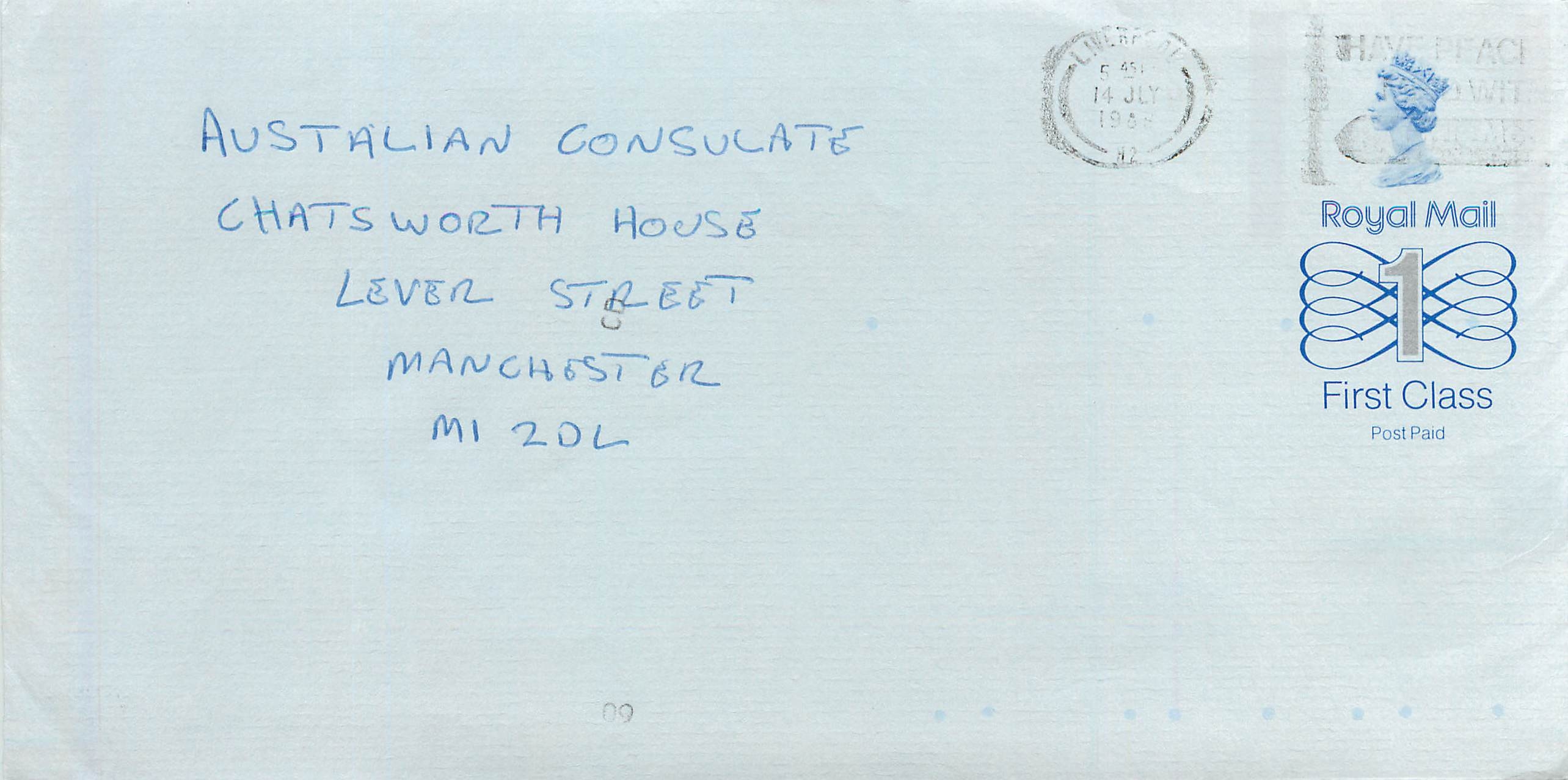Entier Postal Stationary Great Britain Machin Australian Consulate Manchester 