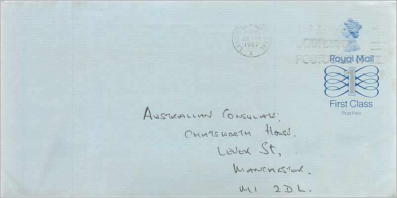 Entier Postal Stationary Great Britain Machin Australian Consulate Manchester 