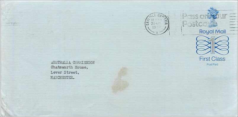 Entier Postal Stationary Great Britain Machin Australian Consulate Manchester 