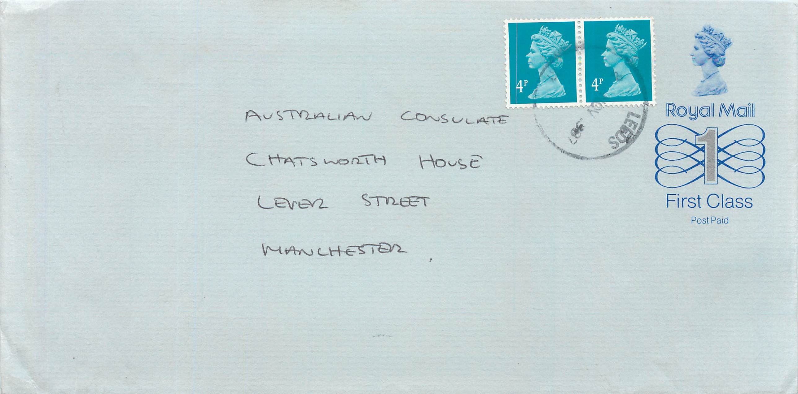 Entier Postal Stationary Great Britain Machin Australian Consulate Manchester 