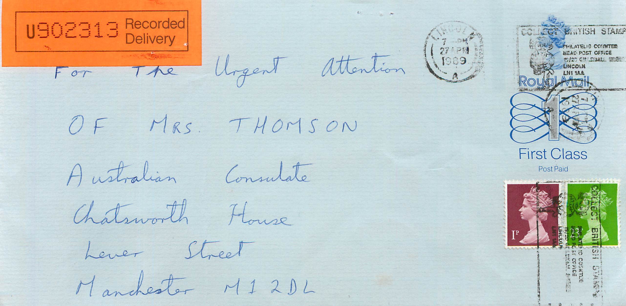Entier Postal Stationary Great Britain Machin Australian Consulate Manchester 