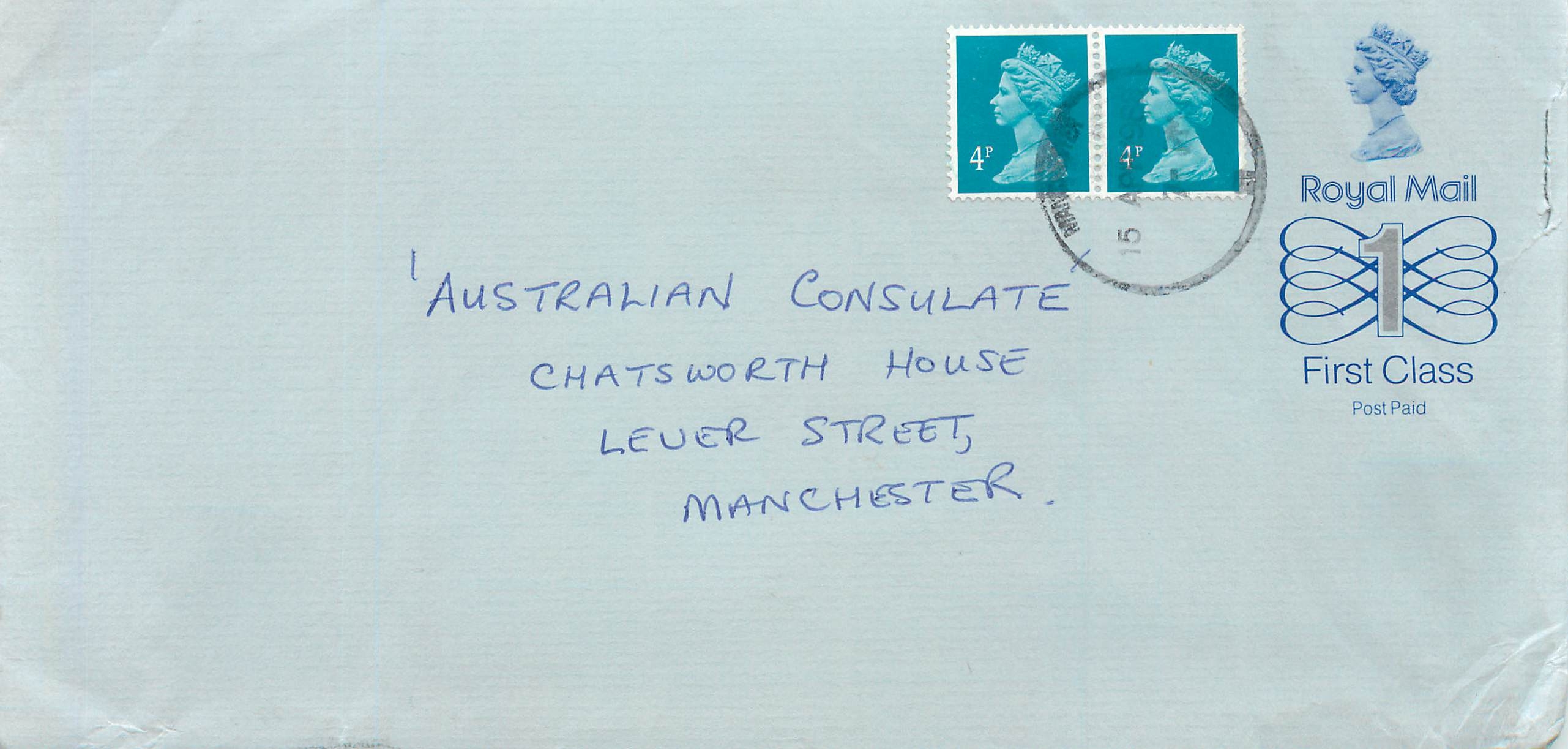 Entier Postal Stationary Great Britain Machin Australian Consulate Manchester 