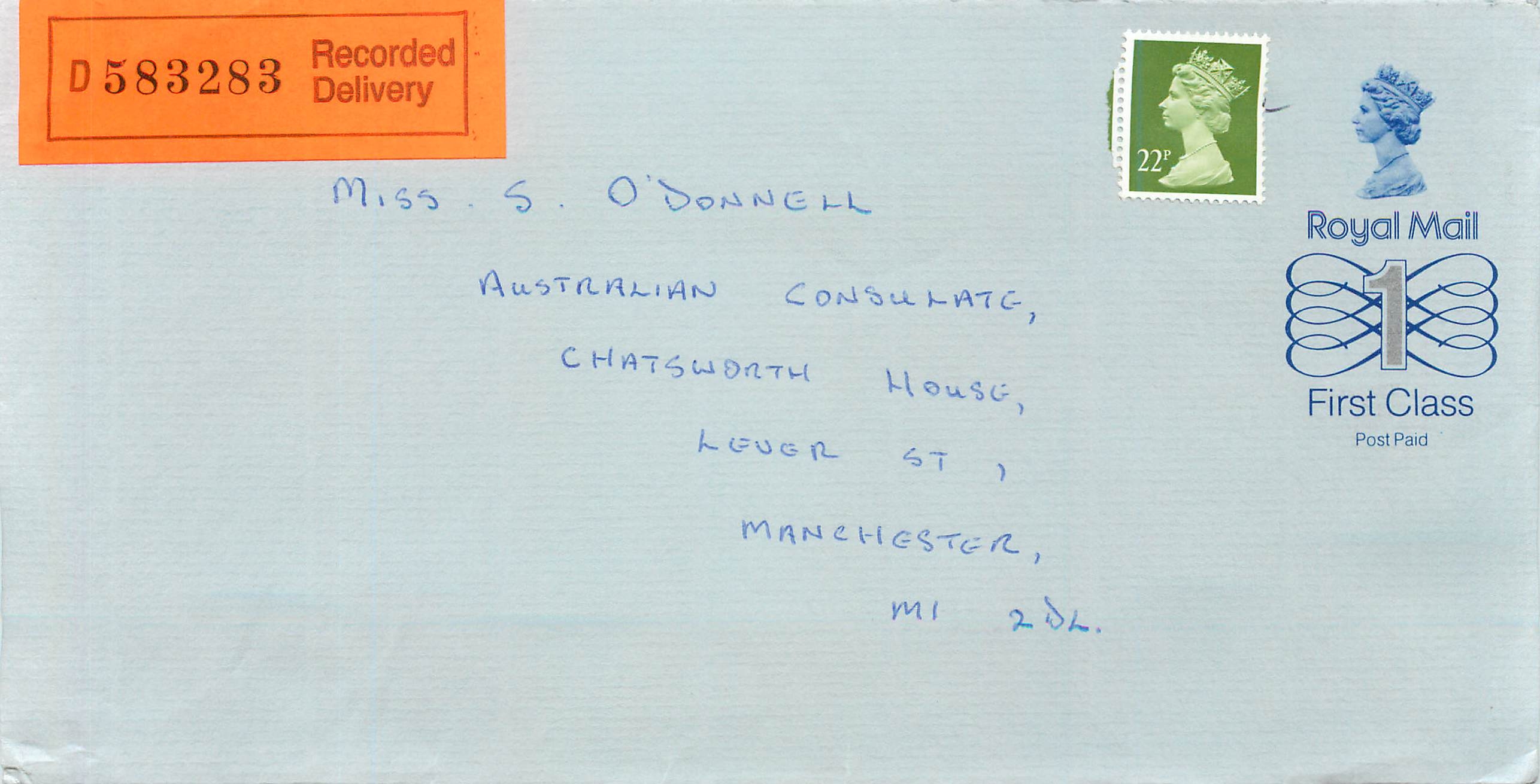 Entier Postal Stationary Great Britain Machin Australian Consulate Manchester 