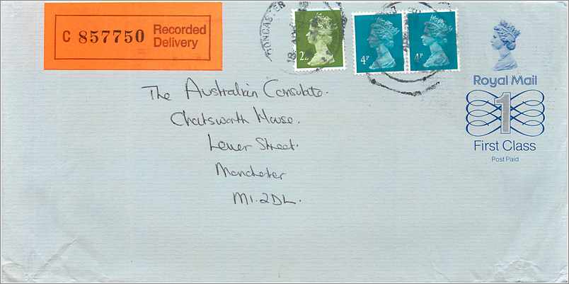 Entier Postal Stationary Great Britain Machin Australian Consulate Manchester 