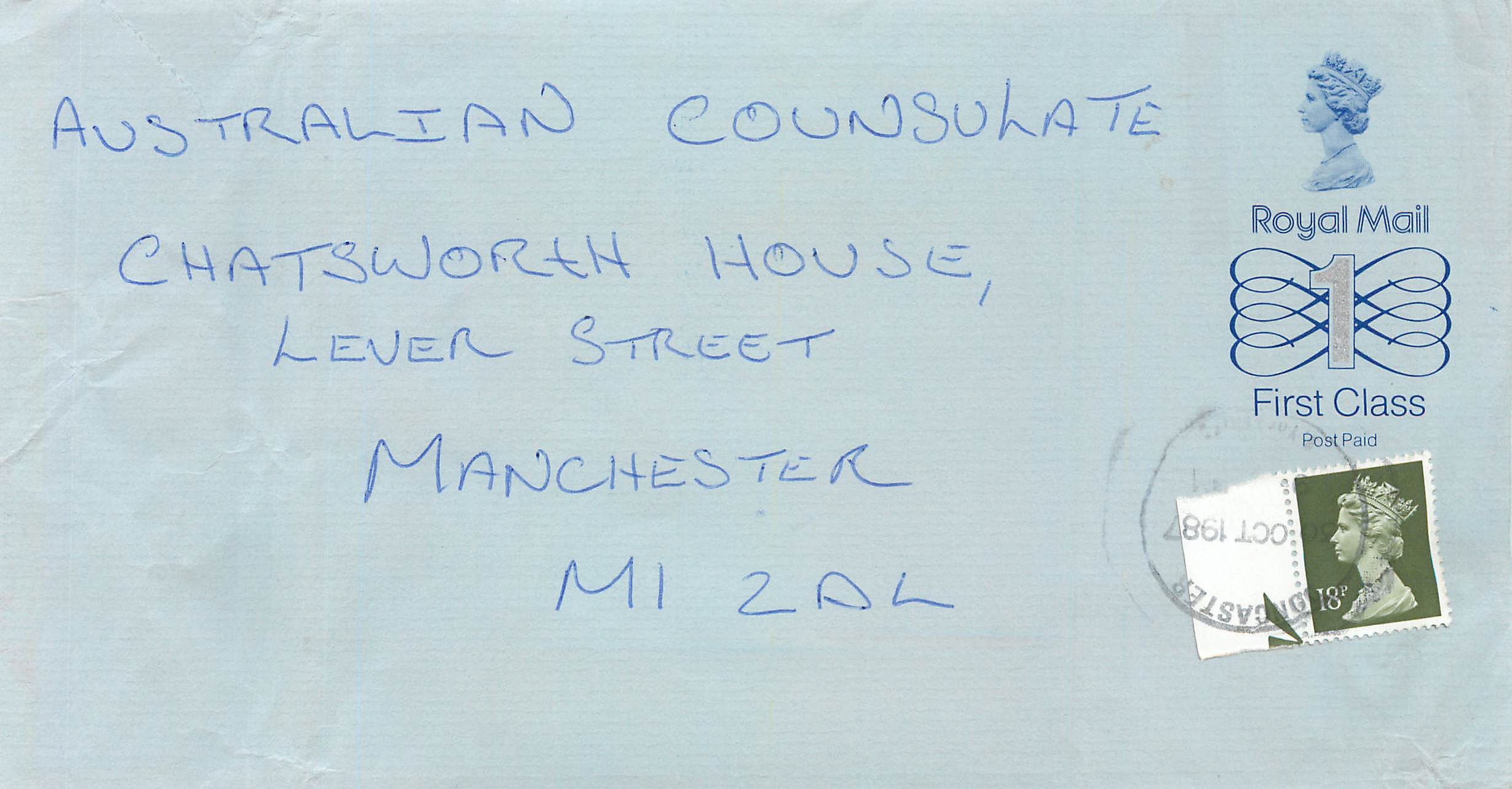 Entier Postal Stationary Great Britain Machin Australian Consulate Manchester 