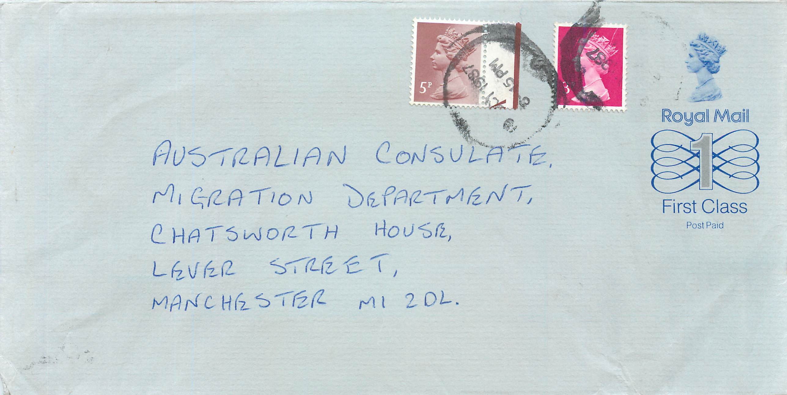 Entier Postal Stationary Great Britain Machin Australian Consulate Manchester 