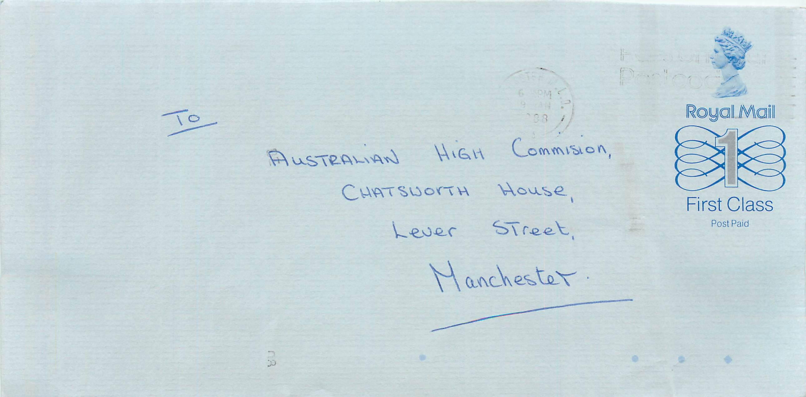 Entier Postal Stationary Great Britain Machin Australian Consulate Manchester 
