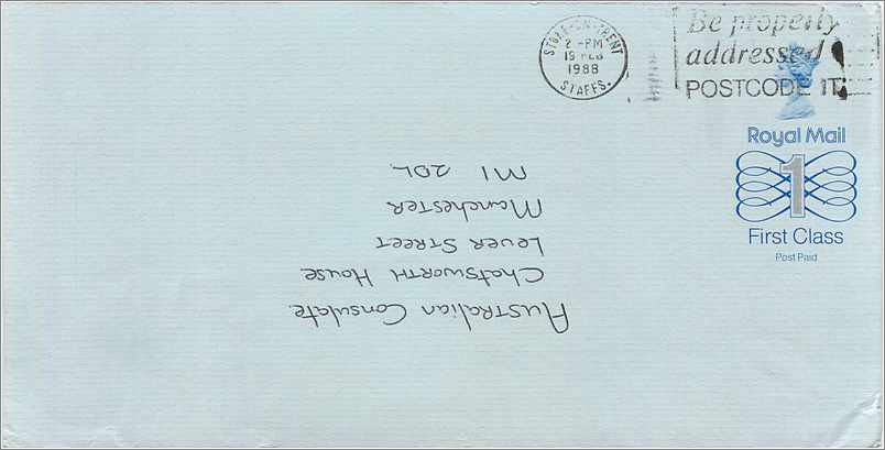Entier Postal Stationary Great Britain Machin Australian Consulate Manchester 