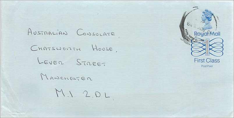 Entier Postal Stationary Great Britain Machin Australian Consulate Manchester 