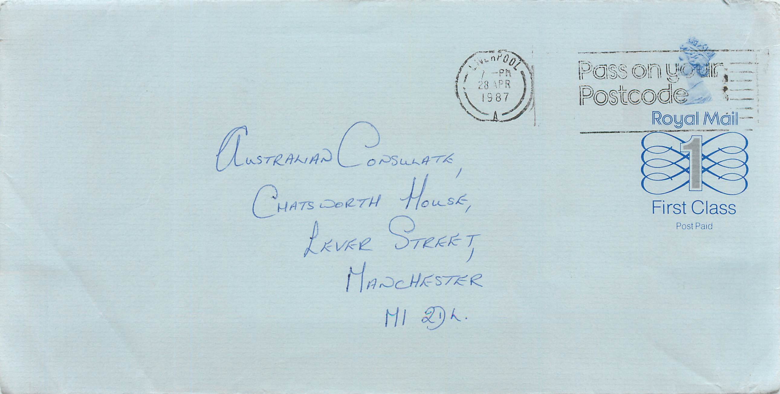 Entier Postal Stationary Great Britain Machin Australian Consulate Manchester 