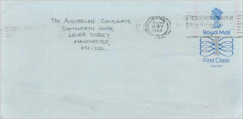 Entier Postal Stationary Great Britain Machin Australian Consulate Manchester 
