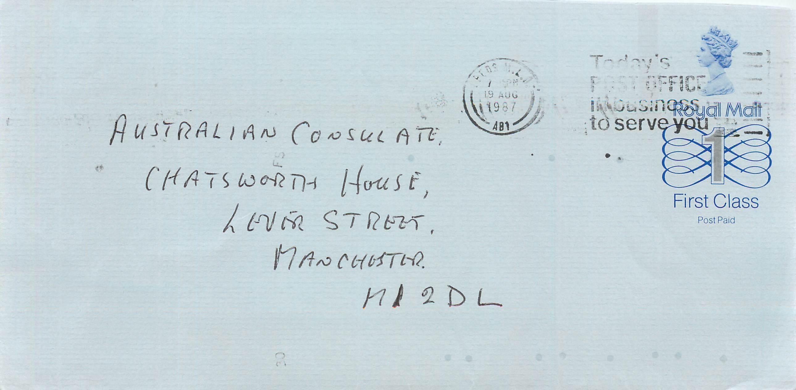 Entier Postal Stationary Great Britain Machin Australian Consulate Manchester 