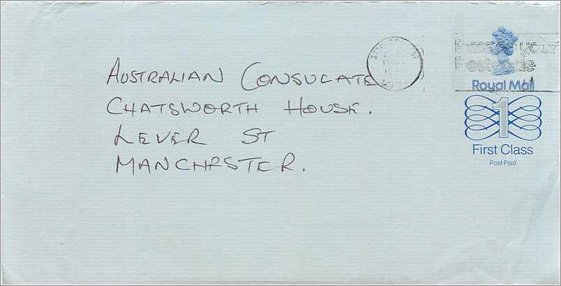 Entier Postal Stationary Great Britain Machin Australian Consulate Manchester 