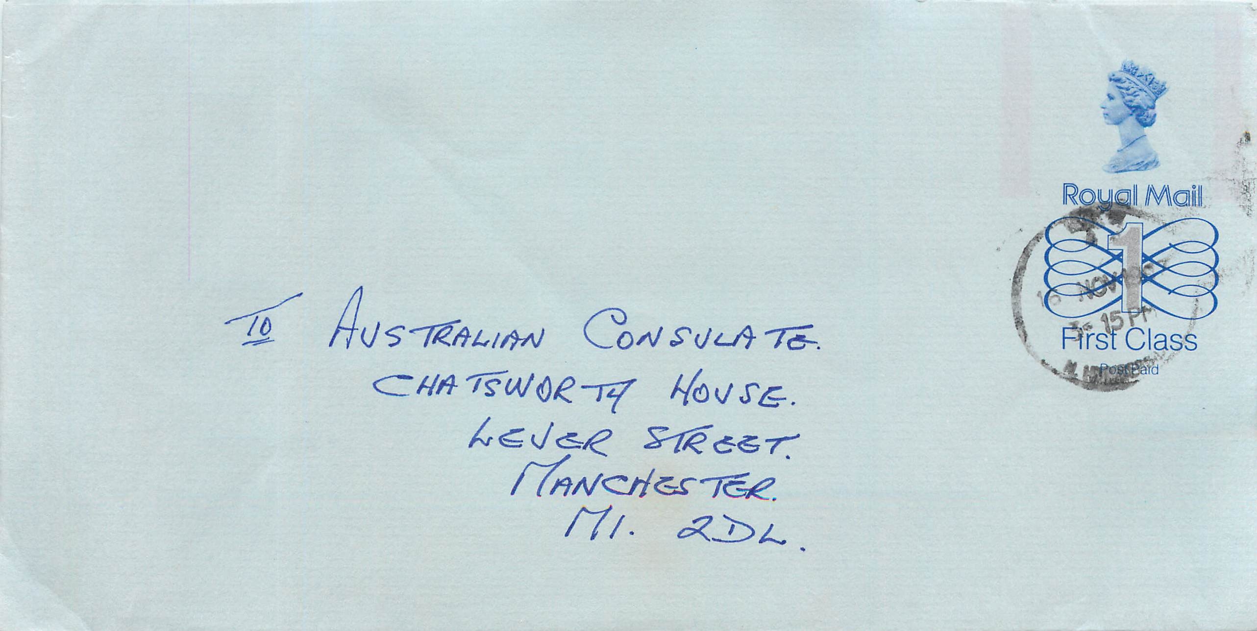 Entier Postal Stationary Great Britain Machin Australian Consulate Manchester 