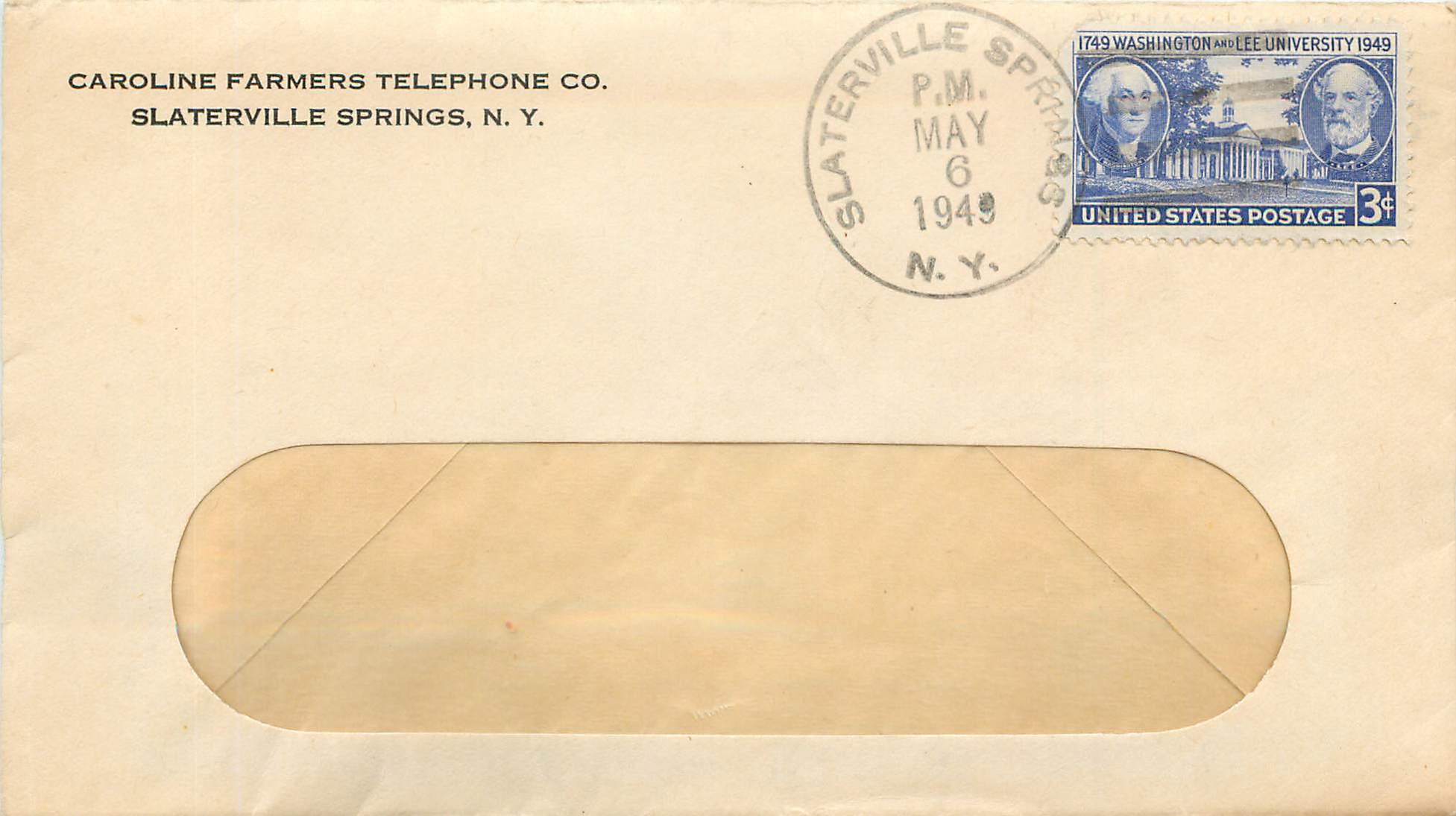 Lettre Cover Etats-Unis 3c Washington Lee University on Slaterville cover