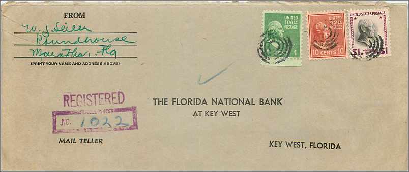 Lettre Cover Etats-Unis 1$ + 10 c + 1c on cover to Key West