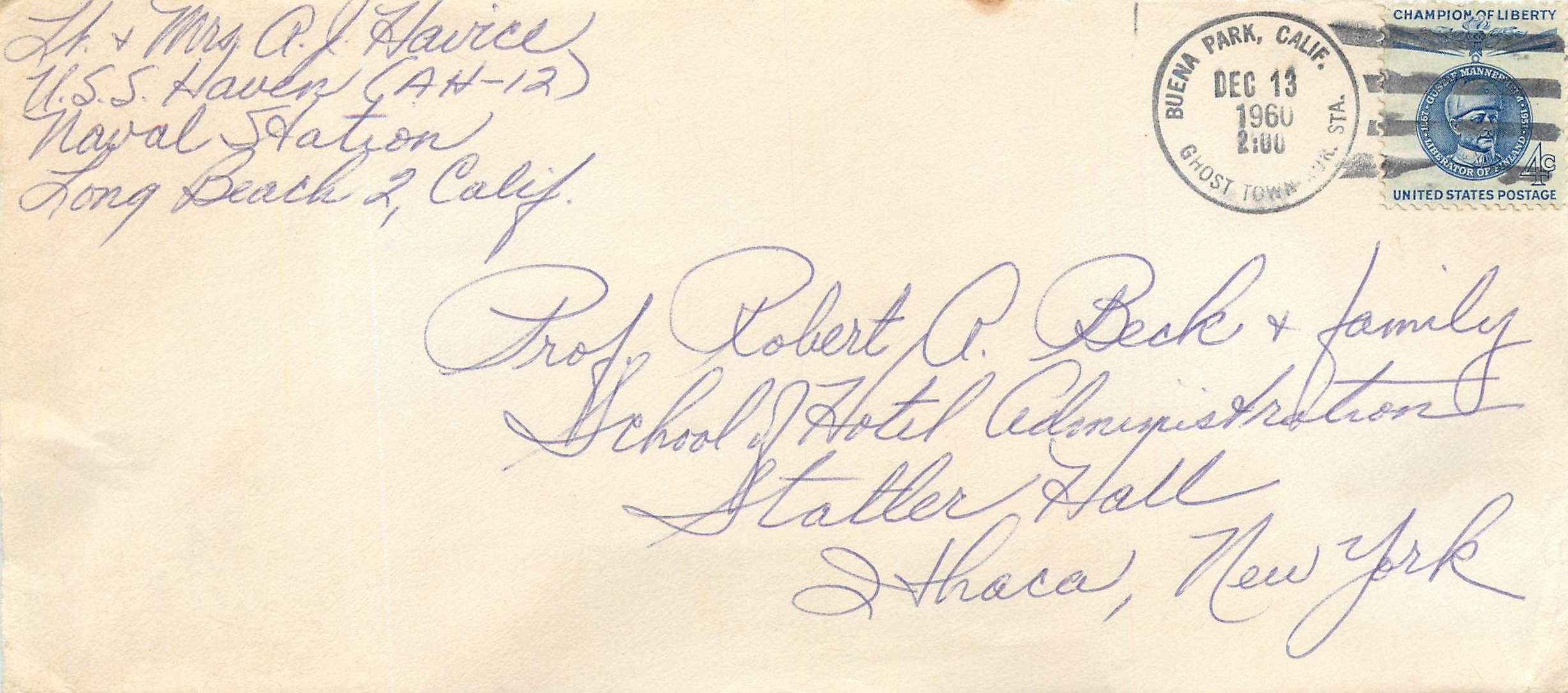 Lettre Cover Etats-Unis 1960 Buena Park cover to Ithaca