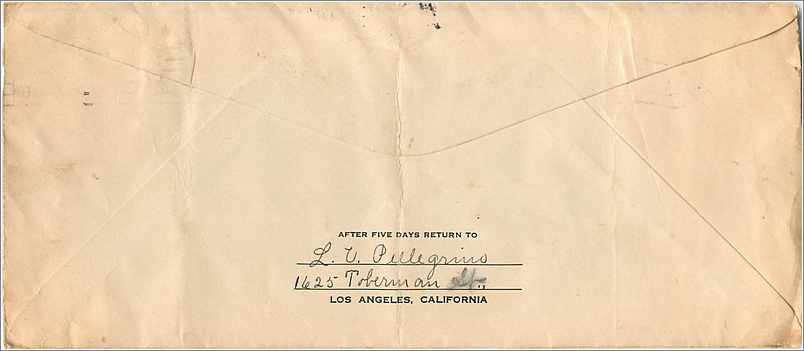 Lettre Cover Etats-Unis Los Angeles 1937 cover  — Back