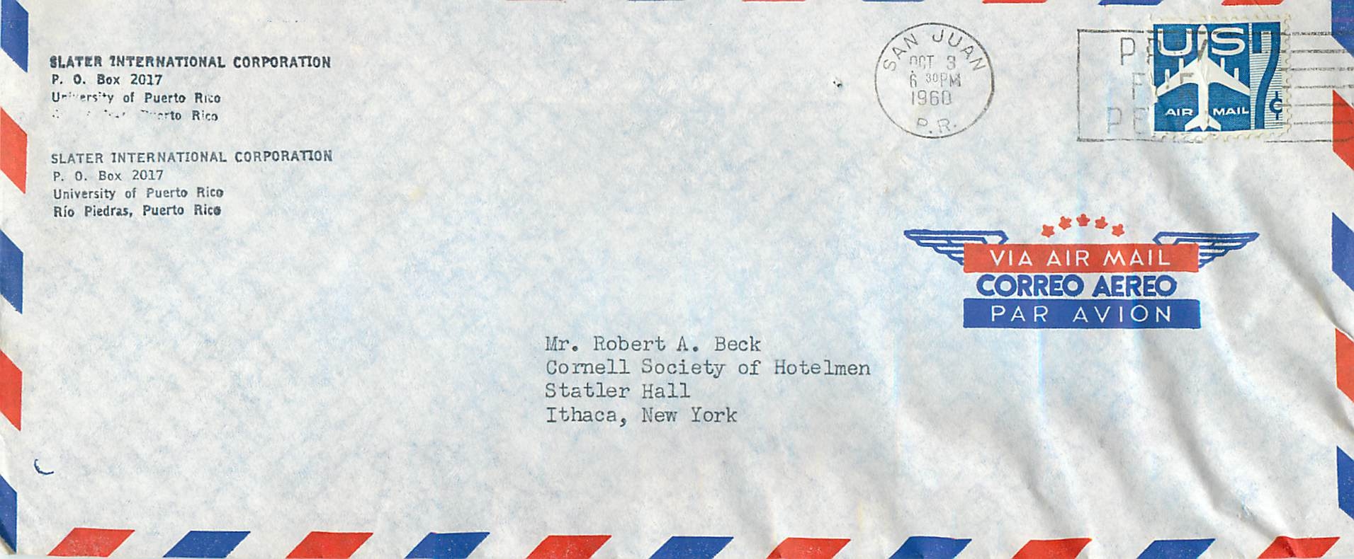 Lettre Cover Etats-Unis 1960 San Juan cover 