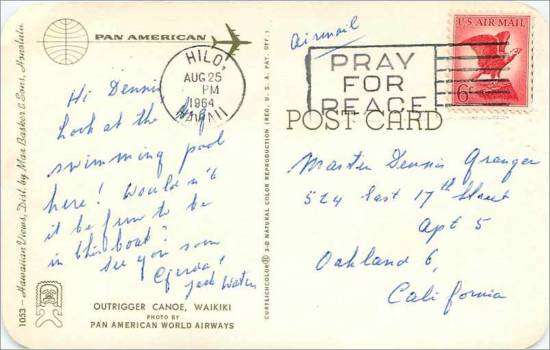 CPM Aloha Hawaii 1964 — Rückseite